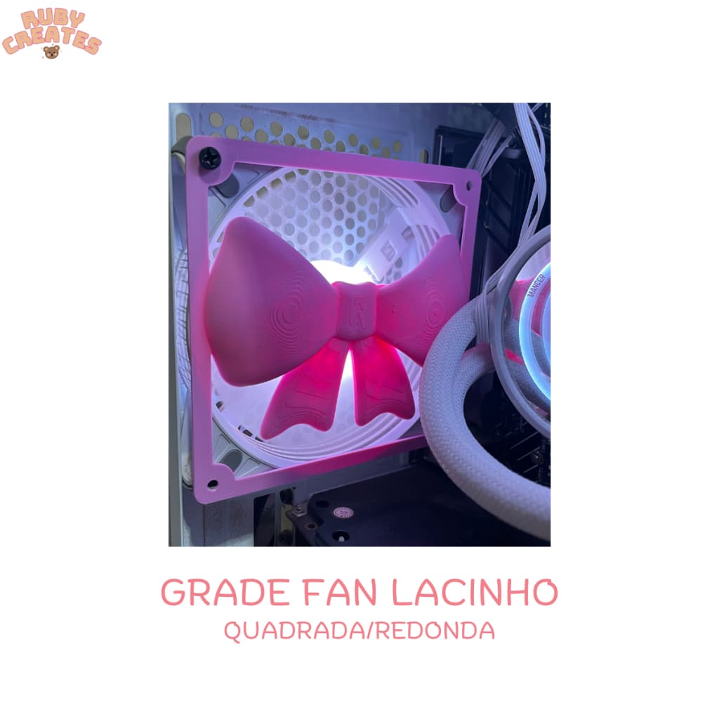 Grade Fan Lacinho 3D 120mm Personalizada Laco Cute Protecao para Ventoinha Cooler Acessório Pc