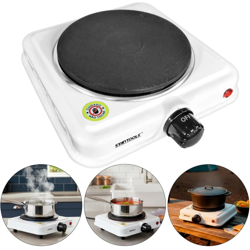 Fogareiro Indução 1 Boca 127V Elétrico Portátil Branco Cozinha Rápido e Prático