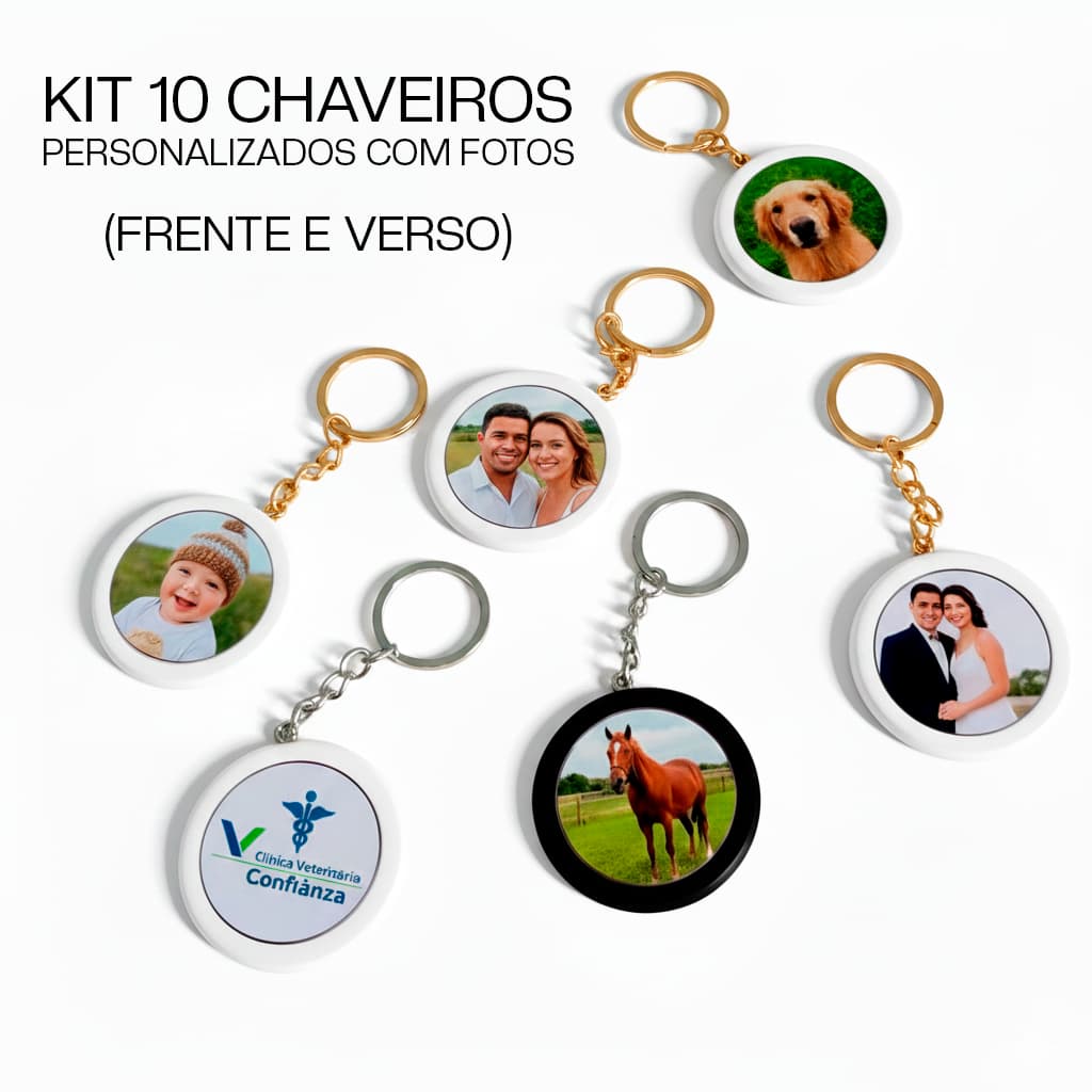 Kit com 10 Chaveiros Personalizado em acabamento premium | Presente Criativo e exclusivo