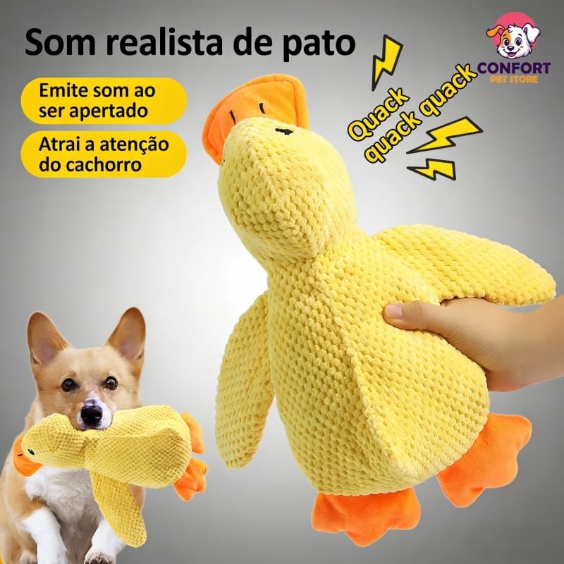 Brinquedo Interativo de Pelúcia para Cães e Gatos Pato, um pato de borracha durável e barulhento para cães.