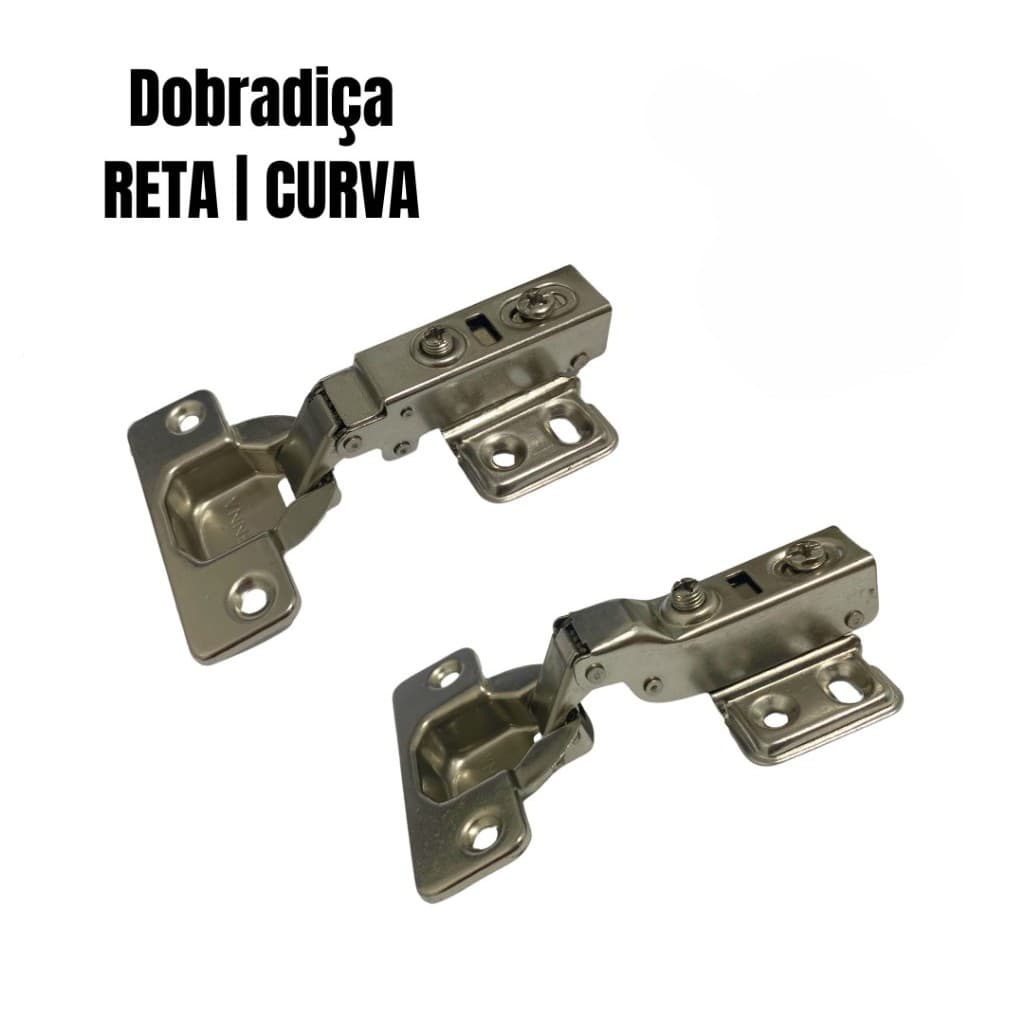 Kit C/ 2 Dobradiças Reta ou Curva 35mm/26mm Renna - Durabilidade e Suavidade para Portas de Móveis