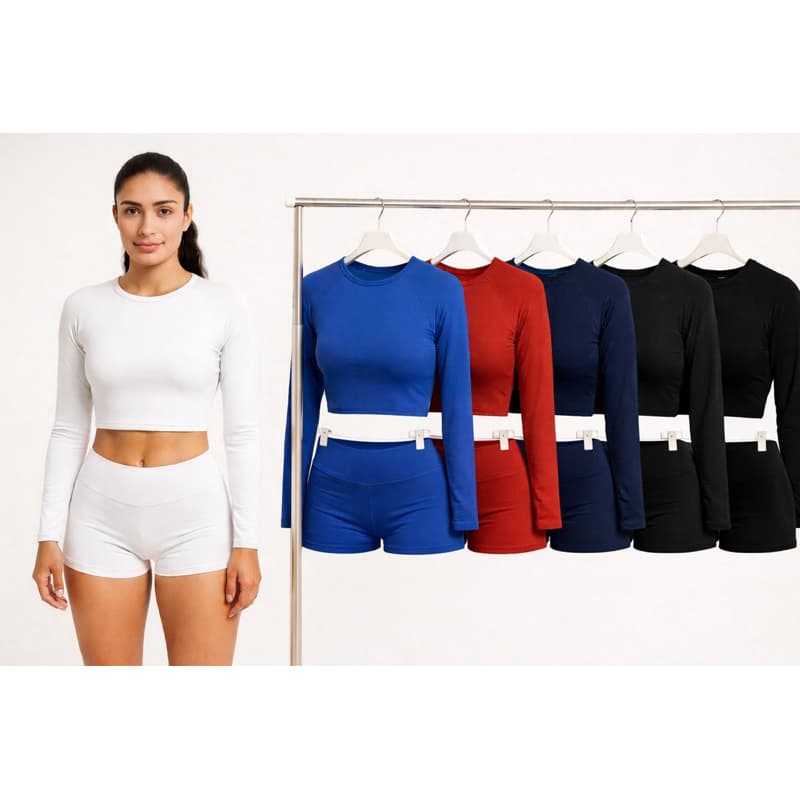 Cropped Térmico Feminino Manga Longa Academia Fitness, Moda Praia Piscina
