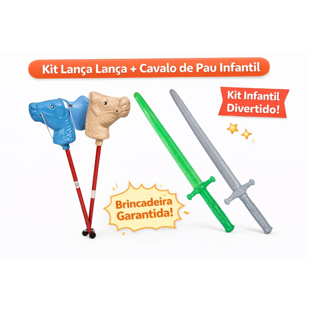 Kit Infantil Cavalo de Pau + Espada Brinquedo | Diversão, Imaginação e Brincadeira Ativa