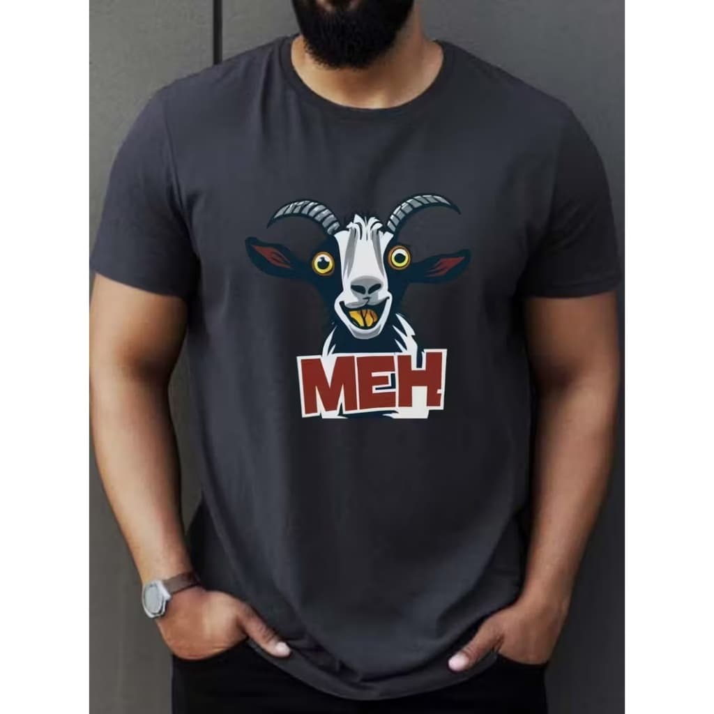 Camiseta Bode Cartoon com MEH Estampa Irônica Estilo Tumblr Humor Sarcástico Visual Forte Conforto Garantido Algodão