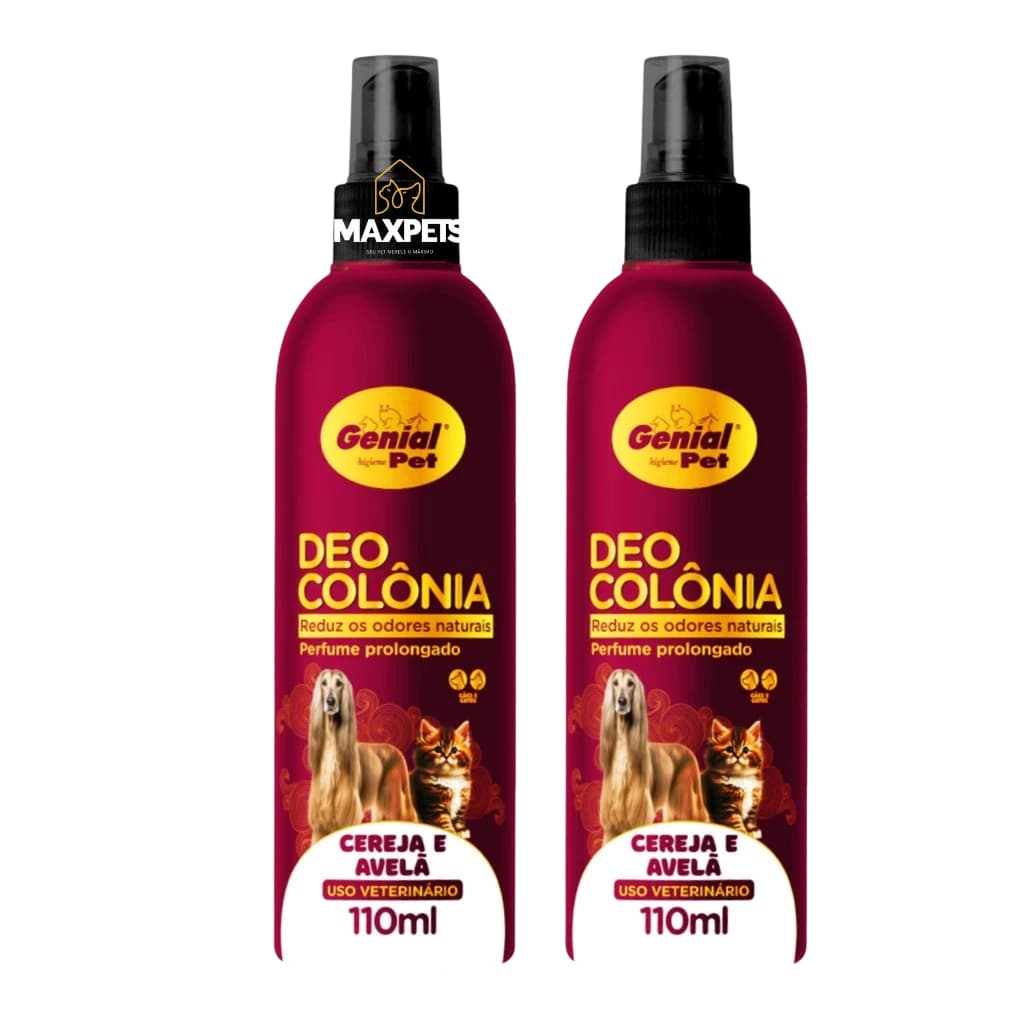 Kit Perfume Colônia Cereja e Avelã 110ml Banho e Tosa Perfume Para Cachorro e Gato Genial Pet