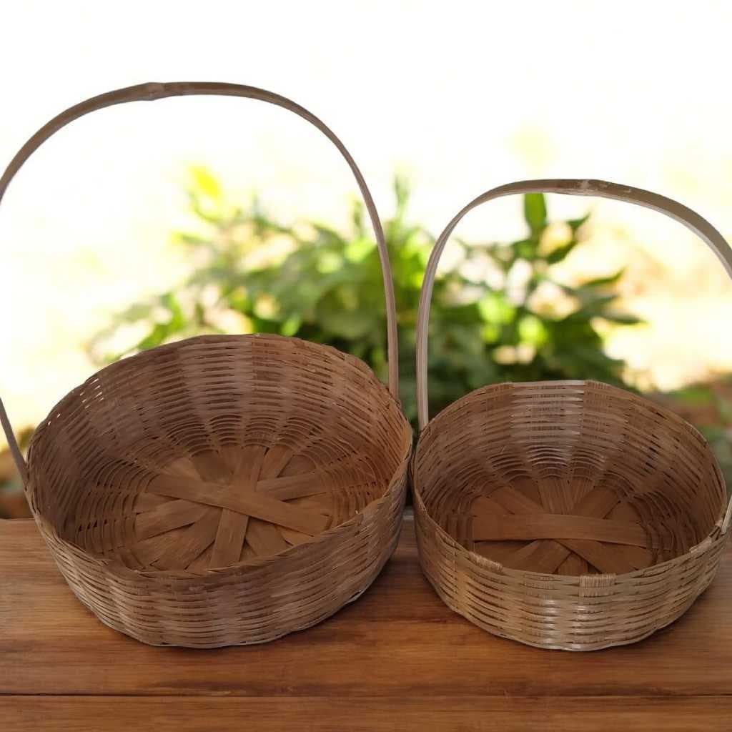 kit com 16 cestas de bambu  10 de 20cm e 6 de 25 cm para café da amanhã e lembranças...