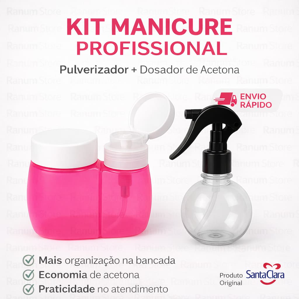 Kit Manicure Pulverizador + Dosador de Acetona Santa Clara