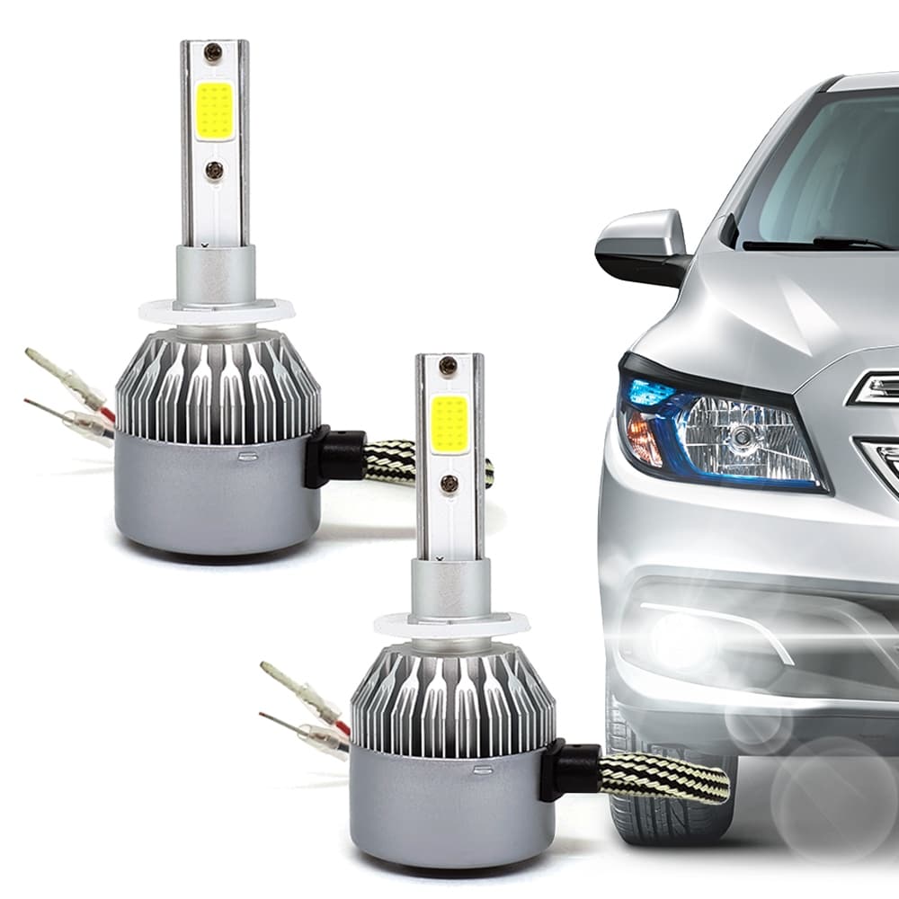 Par Lâmpadas H27 Farol Milha Chevrolet Onix 2017 2018 2019 2020 Super Led C6 6000k 7200 Lumens Branco Frio Efeito Xenon