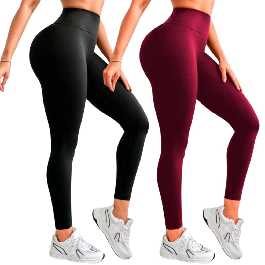 Kit 2 Calça Legging Feminina Leg Básica Suplex Zero transparência Levanta o Bumbum Fitness Academia