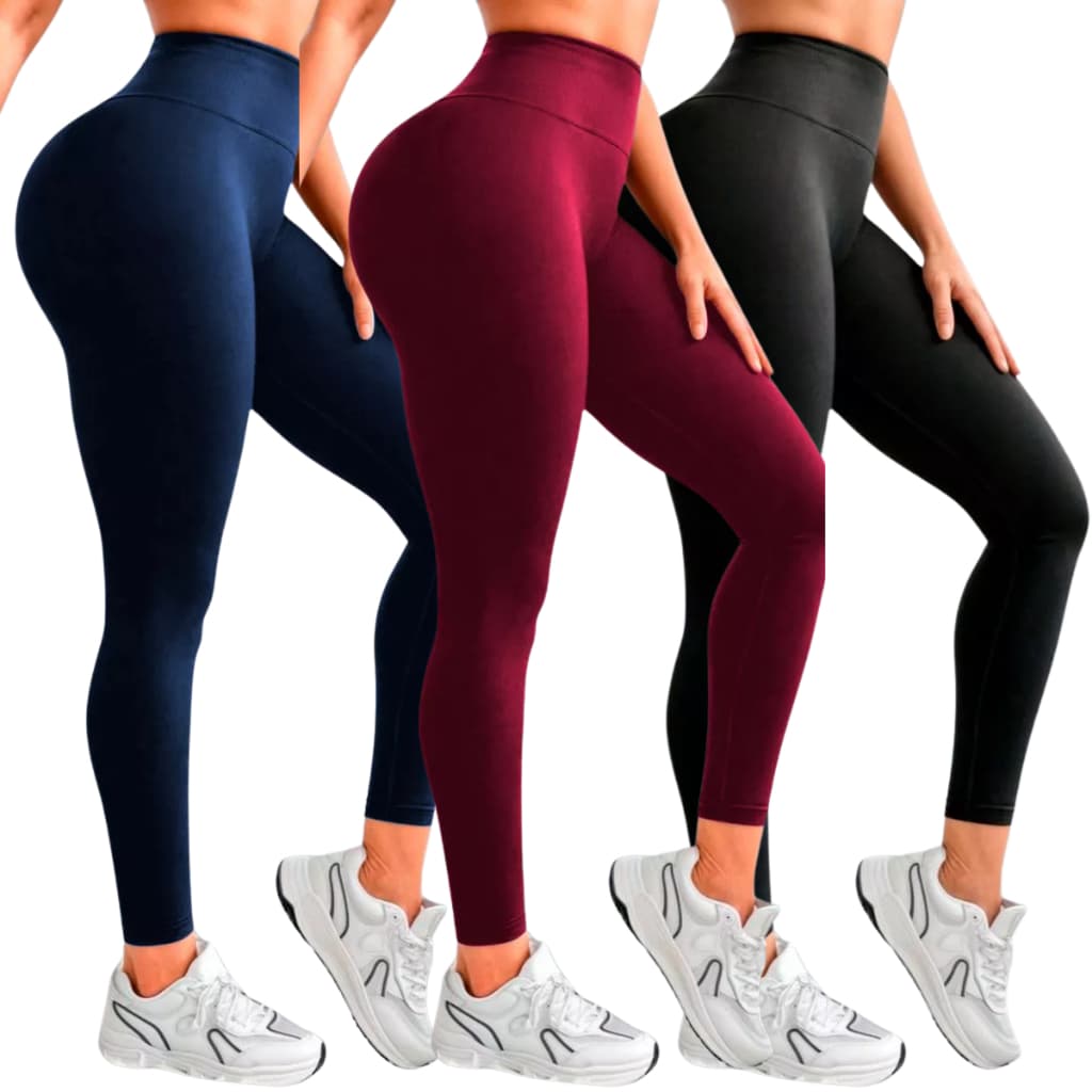 Kit 3 Calça Feminina Legging Básica Suplex Fitness Academia Feminino