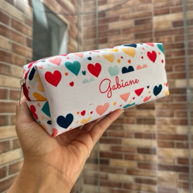 Estojo box escolar personalizado com nome, porta lapís, caneta, material escolar, volta as aulas