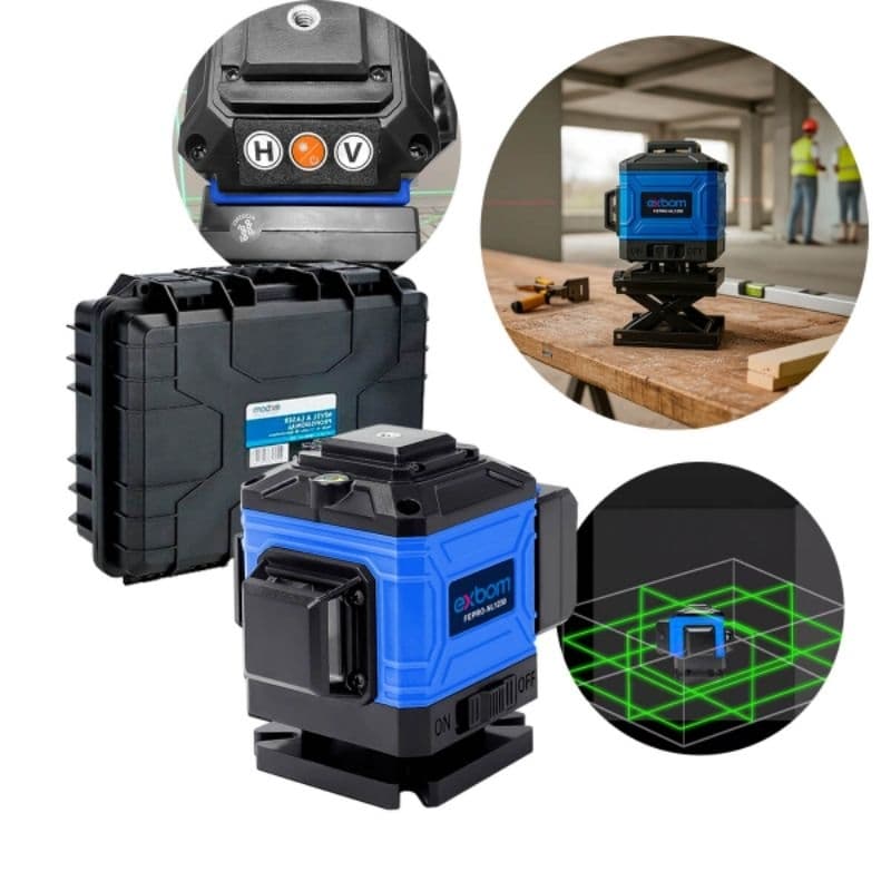 Nivel Laser 3D 12 Linhas Verde Recarregável 2 Baterias Linhas Verde 3D Autonivelante