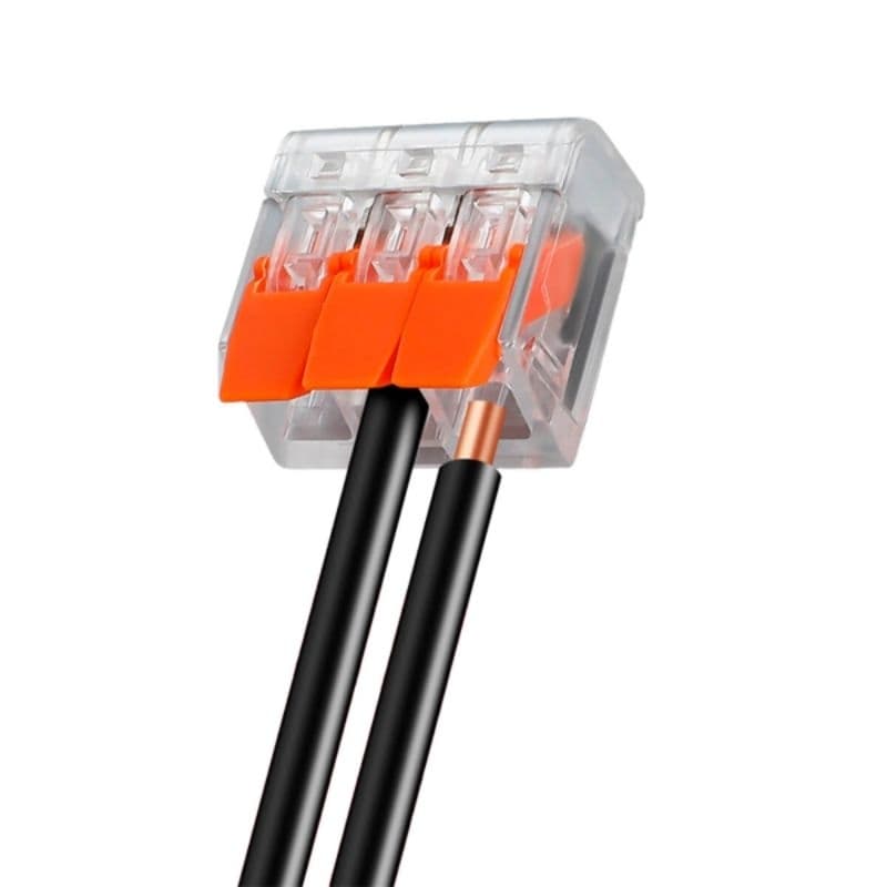 Conector de Emenda 3 Vias Transparente 100 Unidades (Estilo Wago) Para Instalações Elétricas