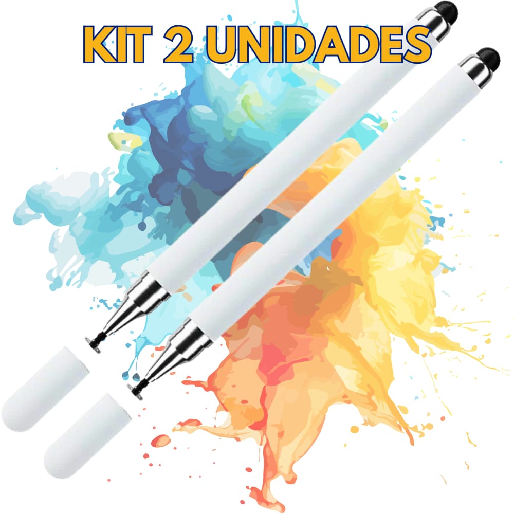 KIT 2 Caneta Stylus 2 em 1 Toque Celular E Tablet Ponta Borracha iPad iPhone Caneta de Tela Touch Celular