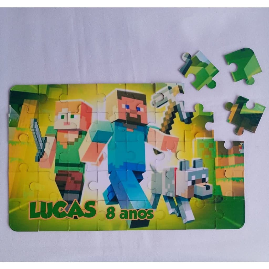 Lembrancinha personalizada para festa — kit com 10 quebra-cabeça - Minecraft