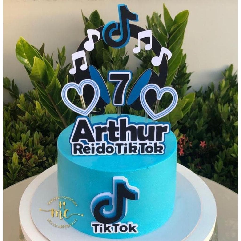 Topo/topper de Bolo Personalizado Tik tok