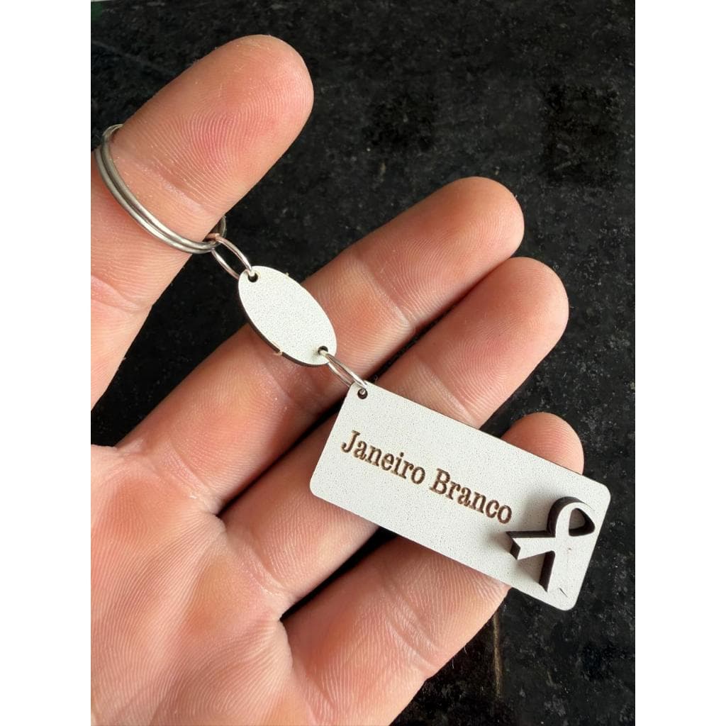 40 Chaveiros SORTIDOS Janeiro Branco Saúde Mental Conscientização, Laço, MDF, Kits, lembrancinhas, brindes
