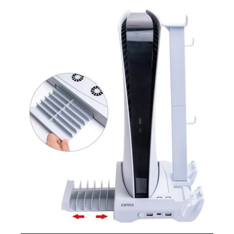 Base Suporte Para PS5 com Ventoinhas e Carregador de Controles