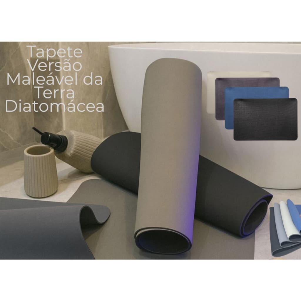 Kit 2 Tapete Banheiro Antiderrapante Impermeável Terra Diatomácea Secagem Rápida
