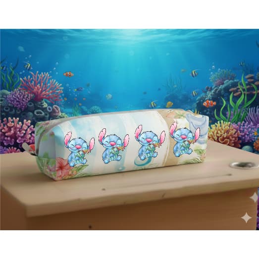 Estojo Stitch escolar tropical 20x6cm