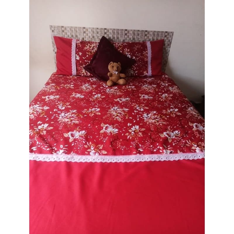Lençol Casal Estampado Com Babado e Fronha Para Cama Box Padrão  Oxford 2,50 x 2,70