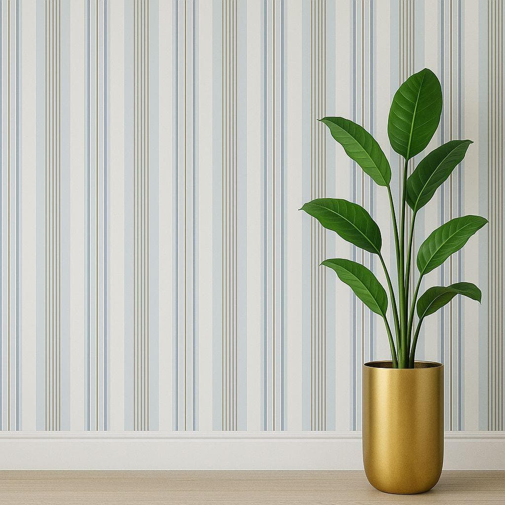 Papel De Parede Listrado 13  Fundo Azul Vinílico Adesivo Lavável Decoração Quarto Sala 50CM de Larg.