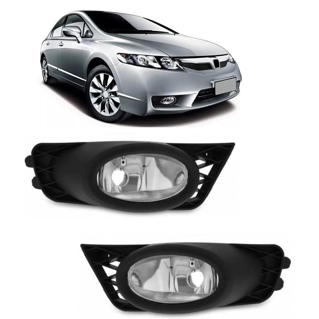 Par Farol Milha Auxiliar Civic 2009 2010 2011 Neblina Com Moldura