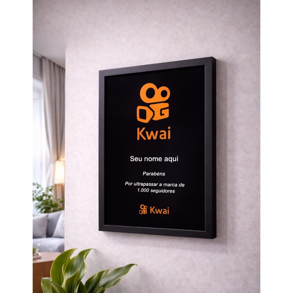 Quadro Placa 1.000 Inscritos Kwai Personalizado Com Nome A4 20 x30 cm