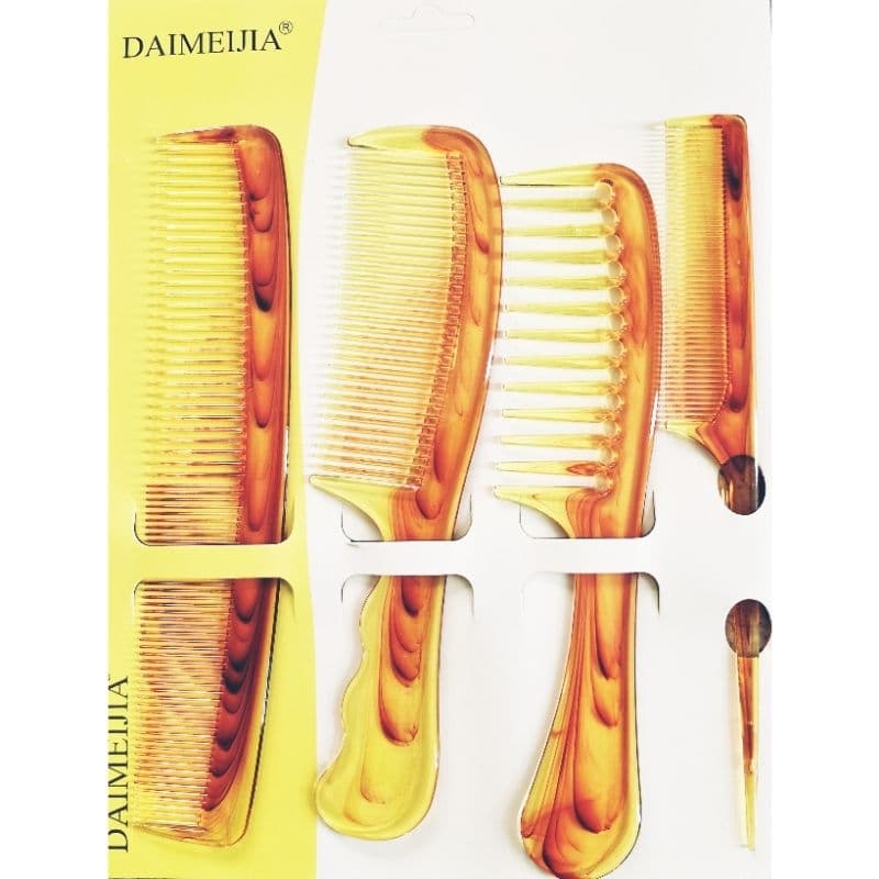 kit com 4  pentes acrílicos  desembaraçar finalizar para todos  os  tipos de cabelo