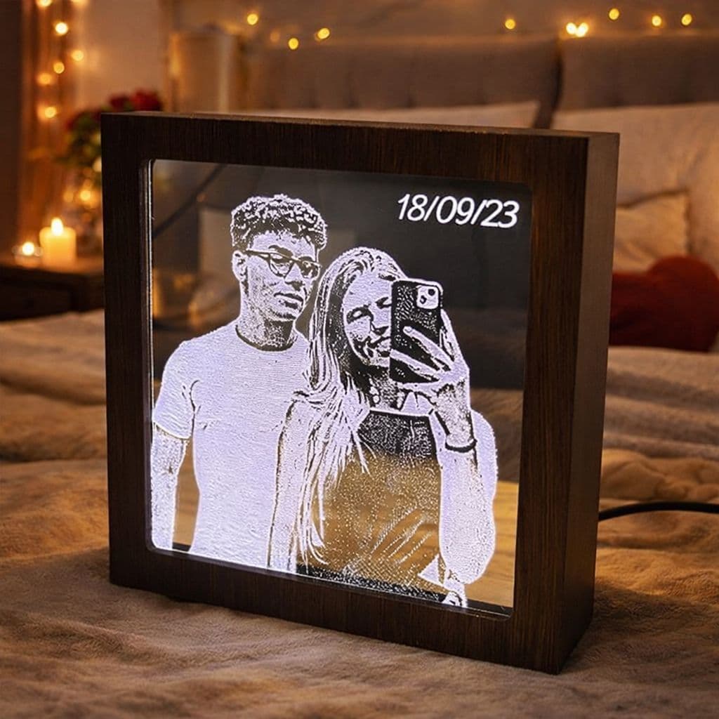 Kit 3 Caixinha Abajur Luminária Moldura com Led Personalizada com Foto