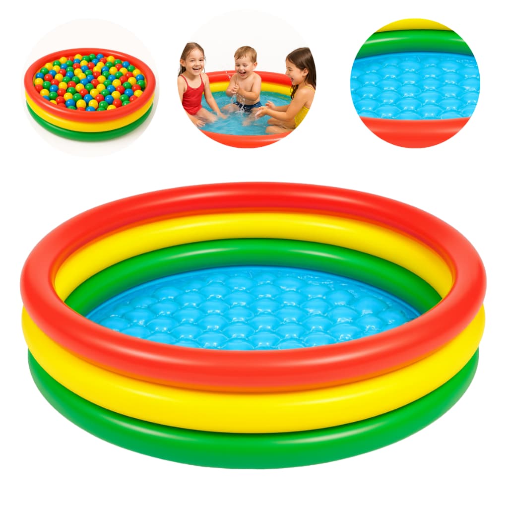 Piscina Inflável Criança Infantil 126 Litros Redonda Colorida