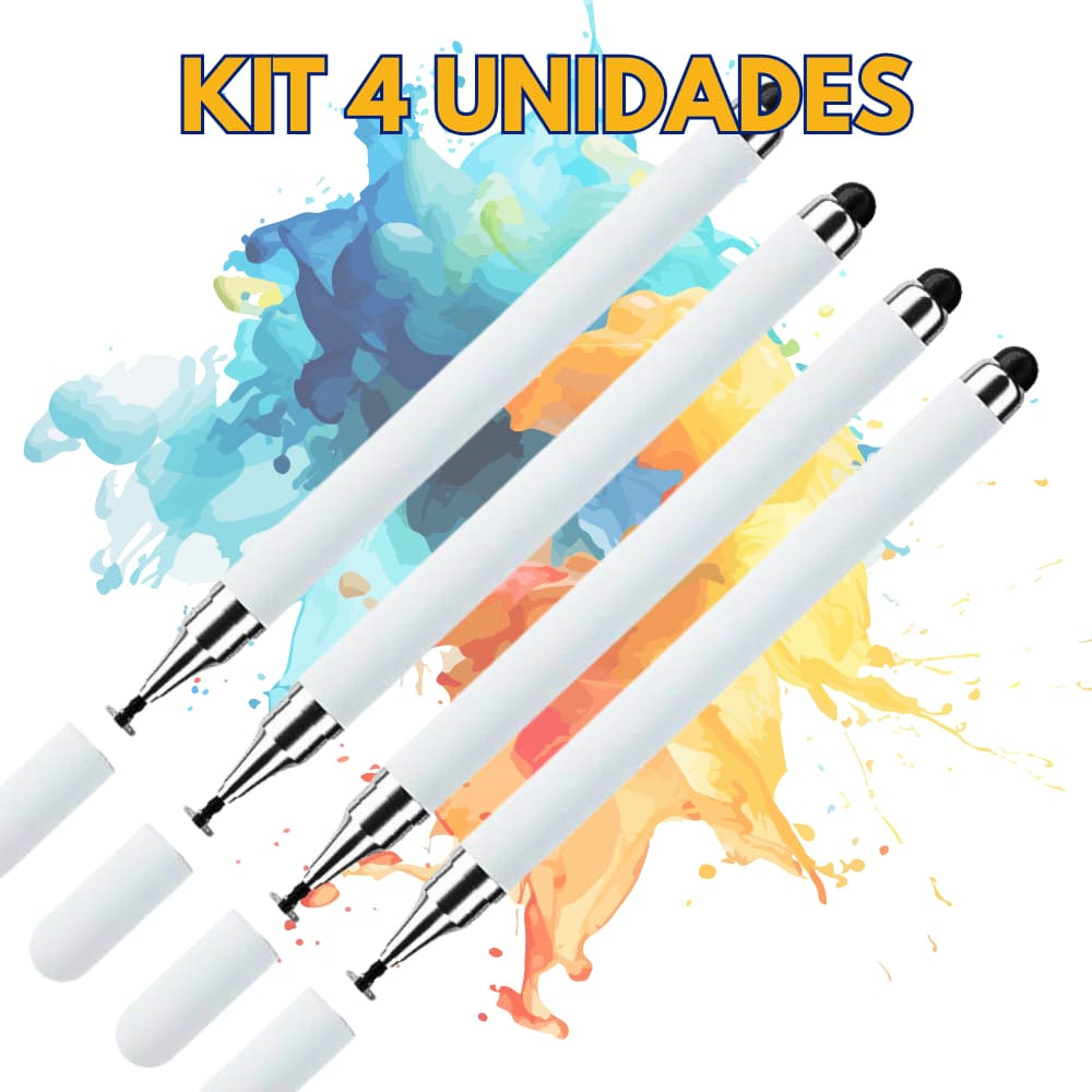 KIT 4 Caneta Stylus 2 em 1 Toque Celular E Tablet Ponta Borracha iPad iPhone Caneta de Tela Touch Celular