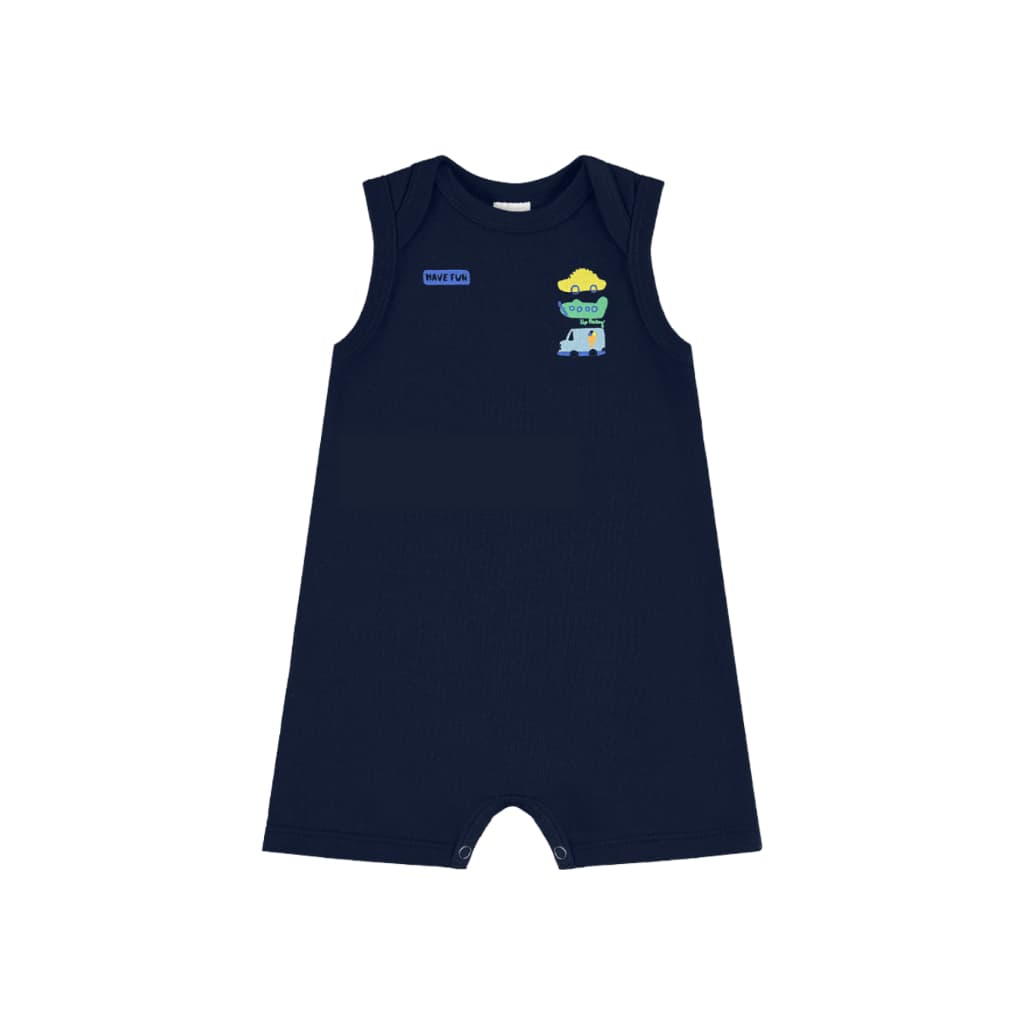 Macaquinho Bebê Menino Suedine Premium na cor Azul Marinho - Conforto e Frescor Up Baby