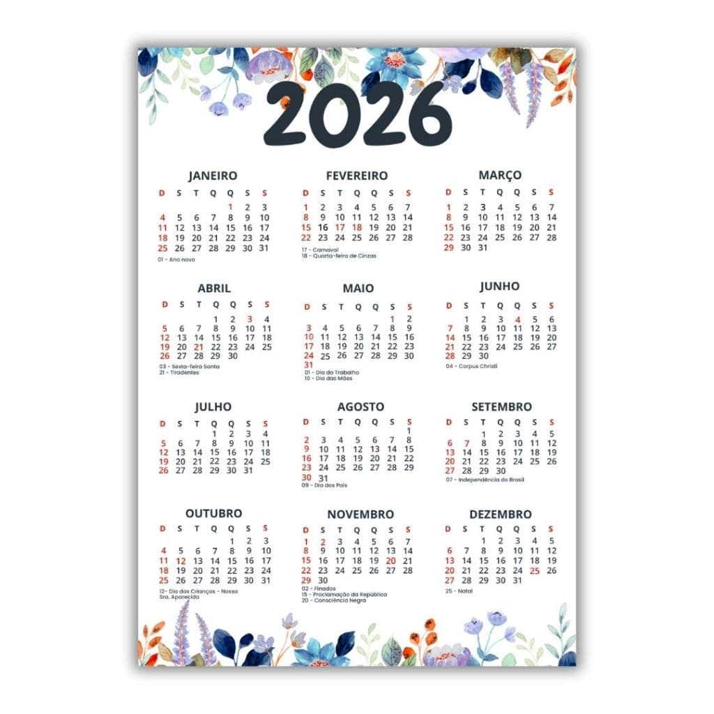 Calendário 2026 de Geladeria - Planner Magnético Imã - Decoração para Cozinha e Organização