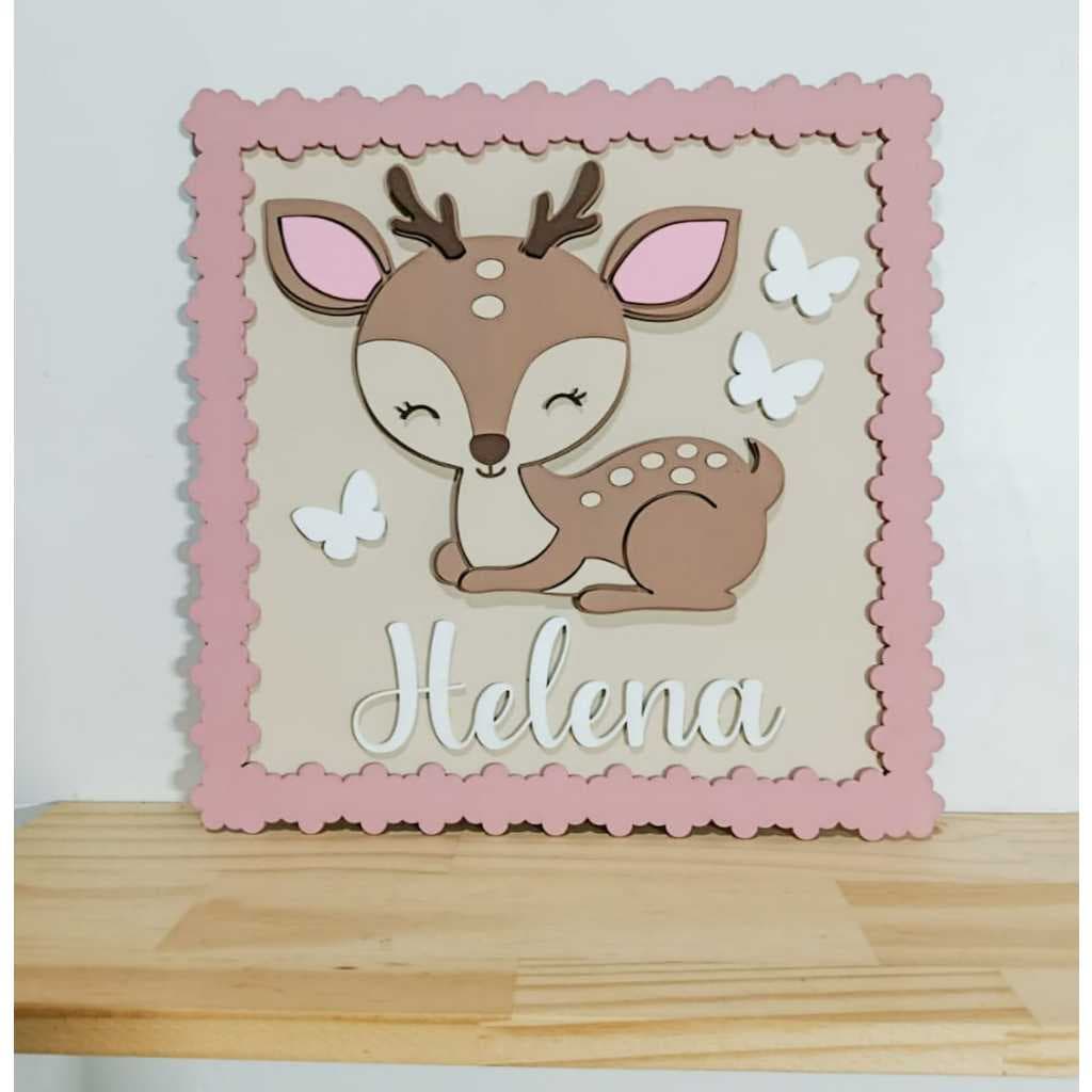 Quadro Infantil 3D com Nome Personalizado