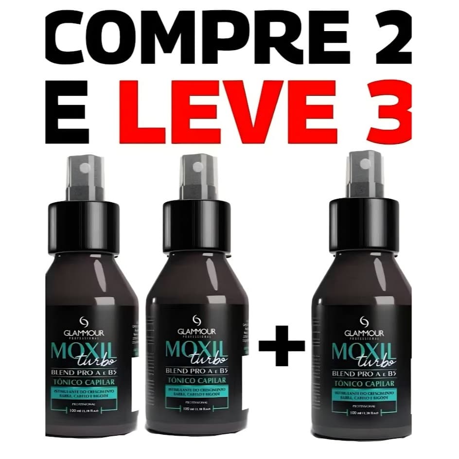 Kit 3 Tônicos Moxil para Crescimento Cabelo, Barba e Bigode
