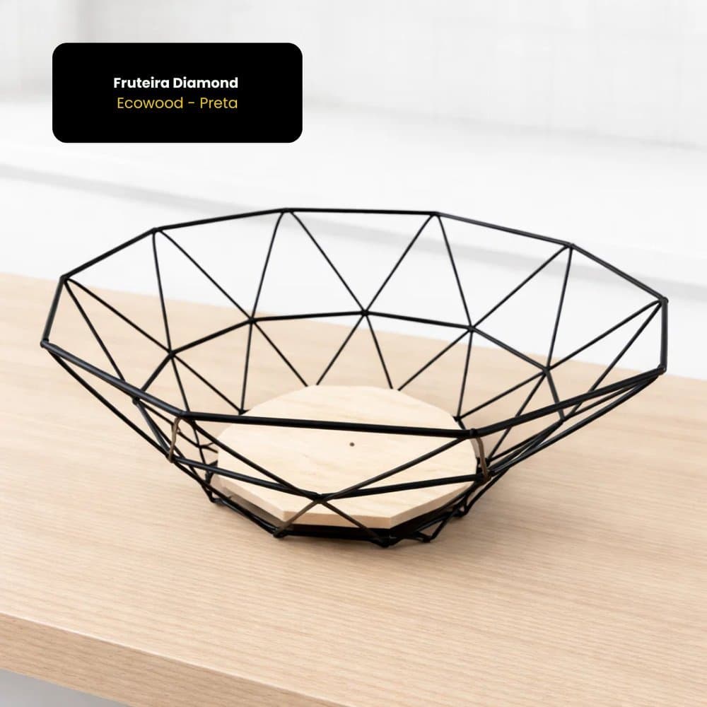 Fruteira Organizador Frutas 26cm Ecowood Suporte Madeira Ecologica Cozinha Moderna Elegância