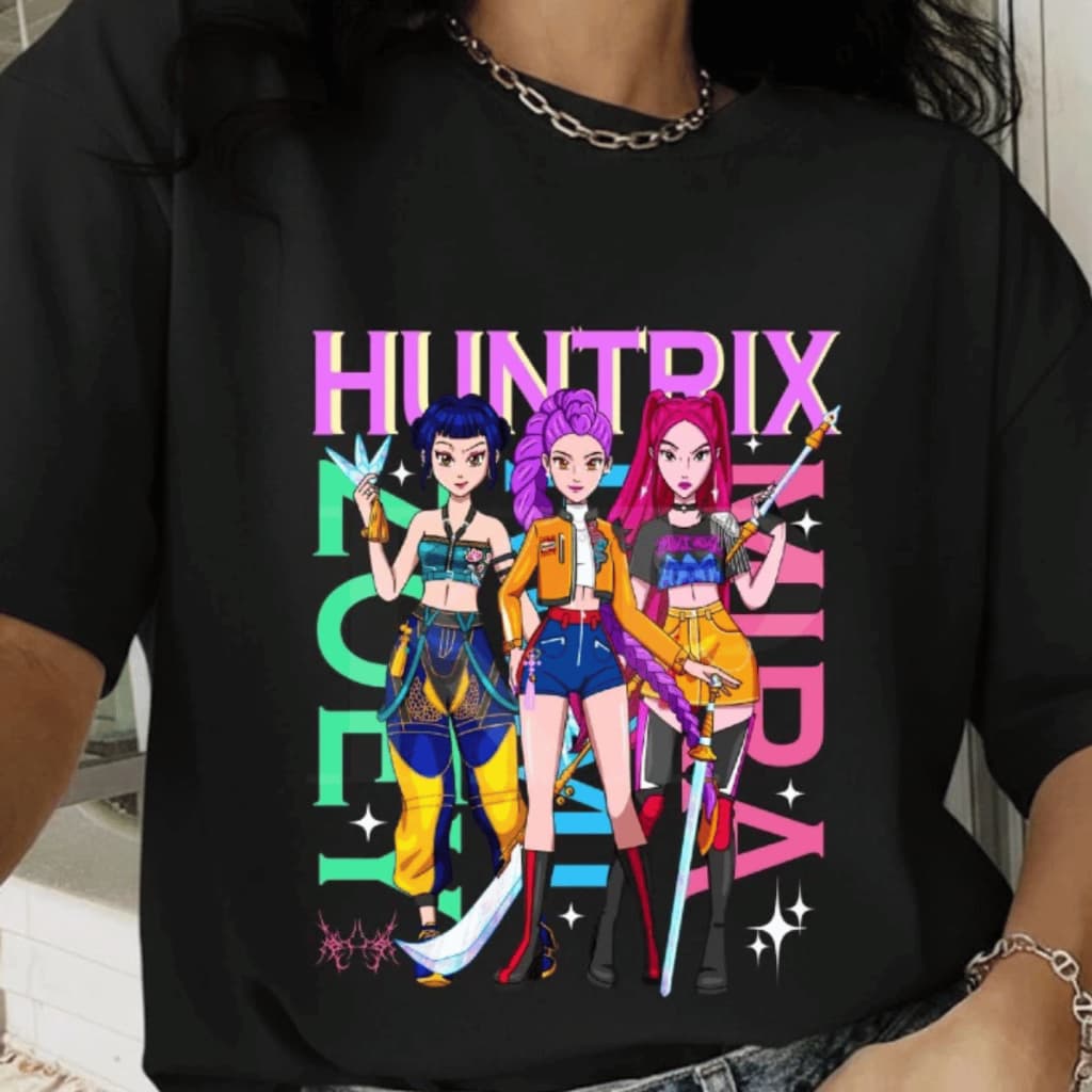 Moda K-Pop Hunters Guerreiras Camiseta T-shirt Feminina Infantil e Adulto 100% Algodão Estilosa