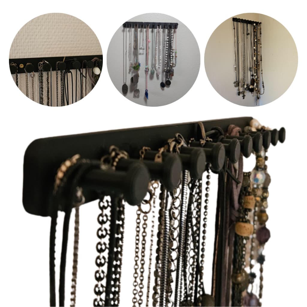 Porta Joias de Parede Branco Organizador de Colares e Correntes Suporta Até 10 Joias com Fita Dupla Face