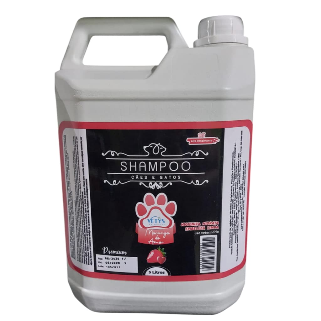 Shampoo Morango do Amor Premium Vetys do Brasil  para Cães e Gatos Banho e Tosa