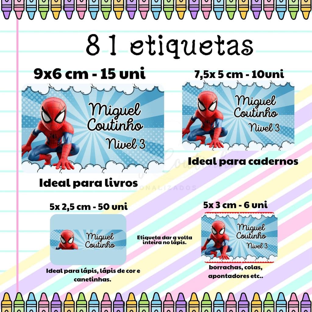 Etiquetas Escolares Personalizadas 81 etiquetas - Volta as Aulas- Personalizados Escolar