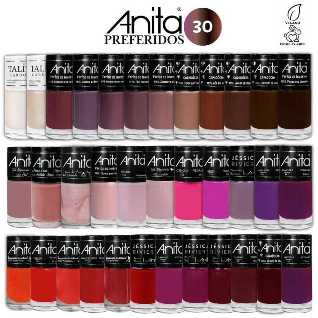 ANITA Kit com 30 esmaltes sortidos sem repetição atacado cores lançamentos