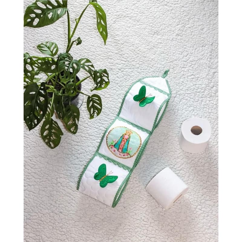 Porta Papel Higiênico Bordado Artesanal Decoração Banheiro