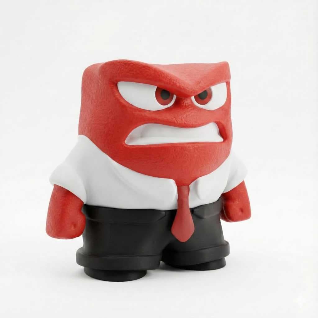 Estatueta Decorativa 3D - Mascote do Estresse "O Chefe Bravo" (11,5cm) | Humor para Escritório