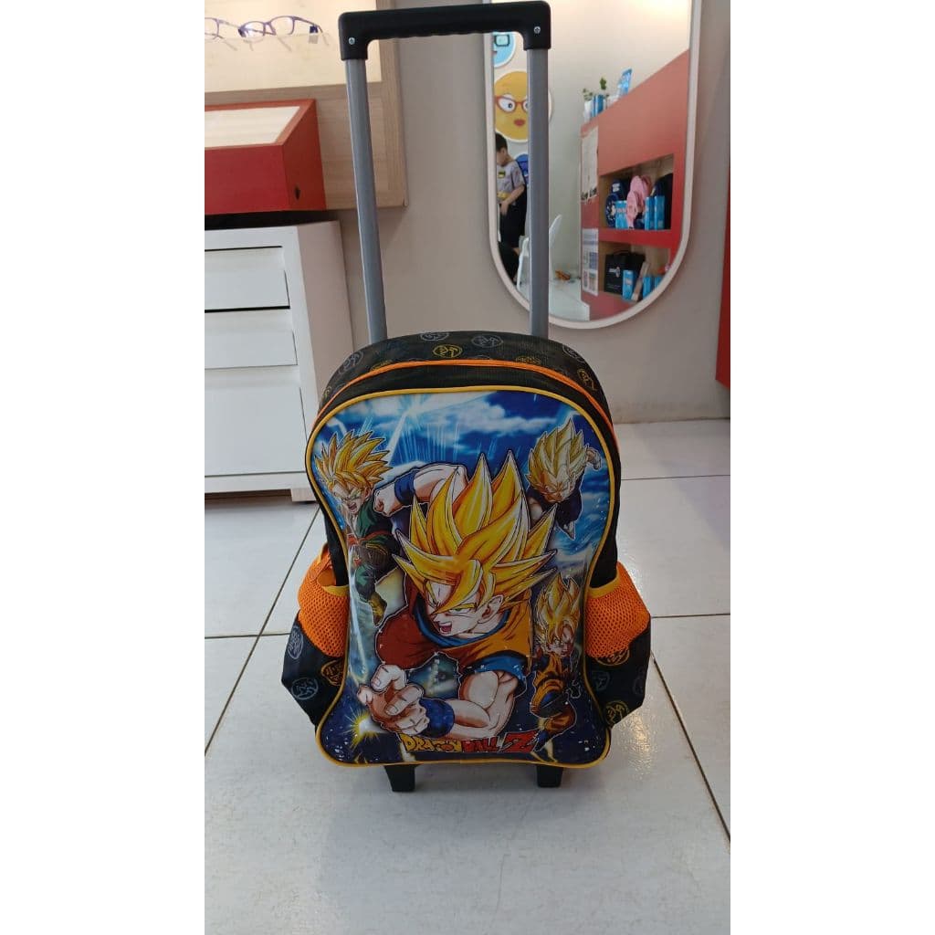 Mochila bolsa escolar de rodinhas Dragon Ball Z infantil rodas masculina carrinho