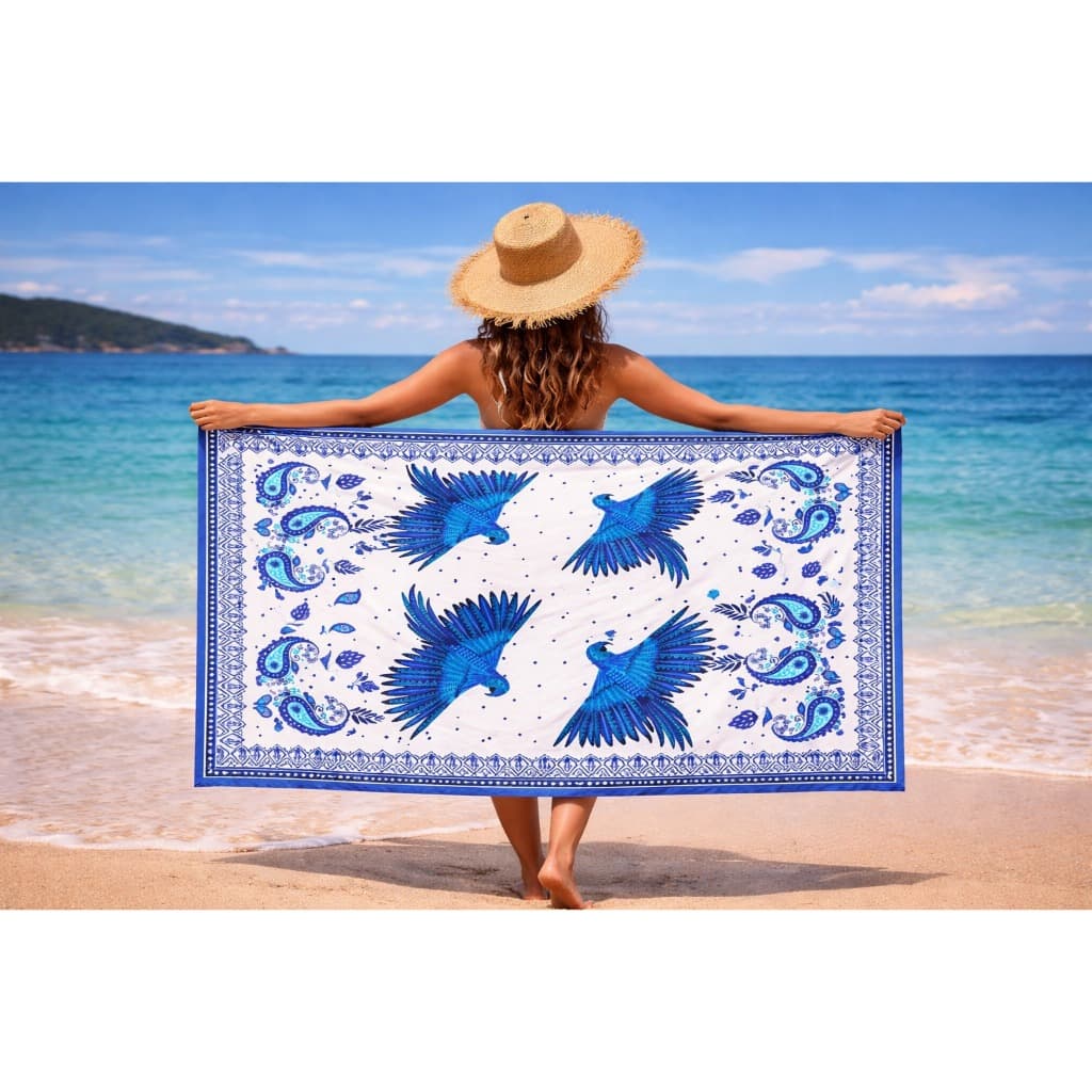 10 Canga De Praia Viscose Arara Azul