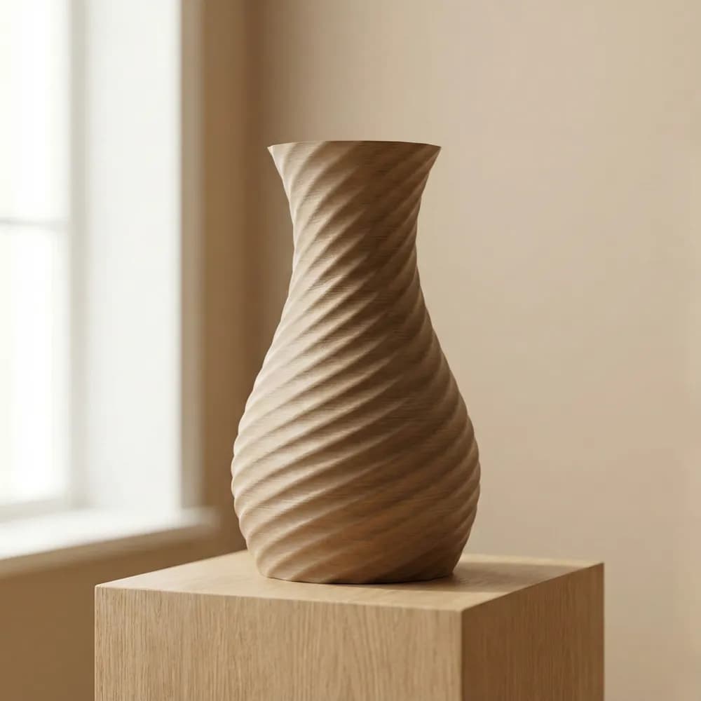 Vaso Espiral Esculpido DURU  COM 20CM COMPRIMENTO