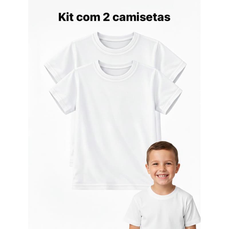 KIT 2 CAMISETAS BRANCA LISA ESCOLAR INFANTIL/ADOLESCENTE 100% ALGODÃO VOLTA AS AULAS CAMISETA BRANCA BARATA PARA ESTAMPA