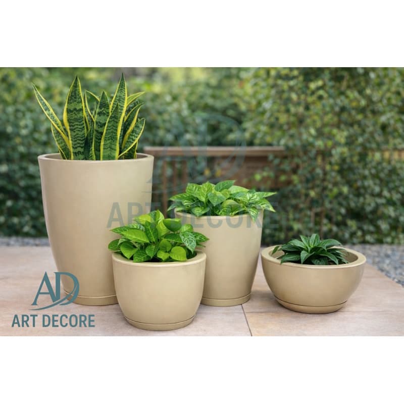 Kit 4 Vasos para Plantas Flores Jardim Luxo Decorativo Marmorizados em Polietileno + prato coletor