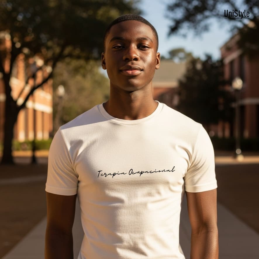 Camisa Unissex Terapia Ocupacional Gola Careca Símbolo Profissões em Malha 100% algodão